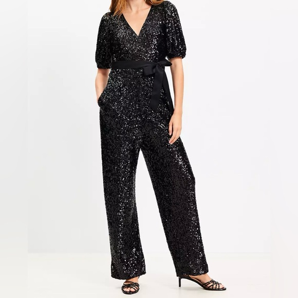LOFT Pants - LOFT Black Sequin Jumpsuit